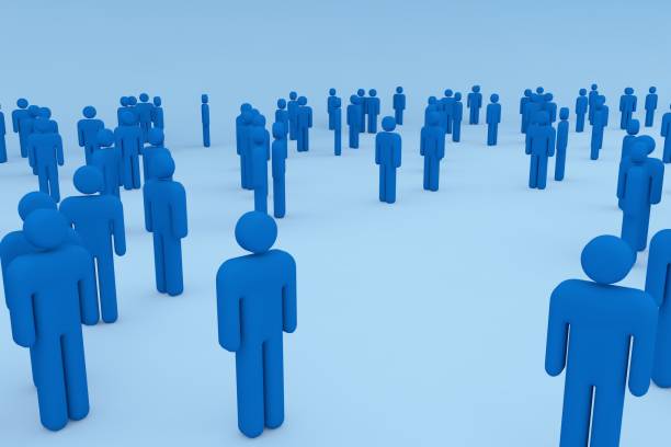 istock 3D Render: People in dark blue, background in Blue. 1283476298