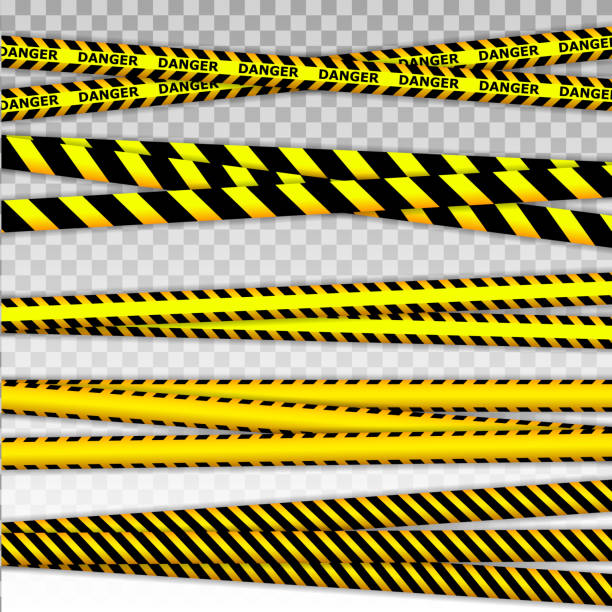 istock Black and yellow striped line Red police line Warning tape, danger, caution tape_2 1283476788