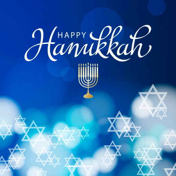 ilustraciones, imágenes clip art, dibujos animados e iconos de stock de hanukkah menorah velas en david star background - menorah hanukkah israel judaism