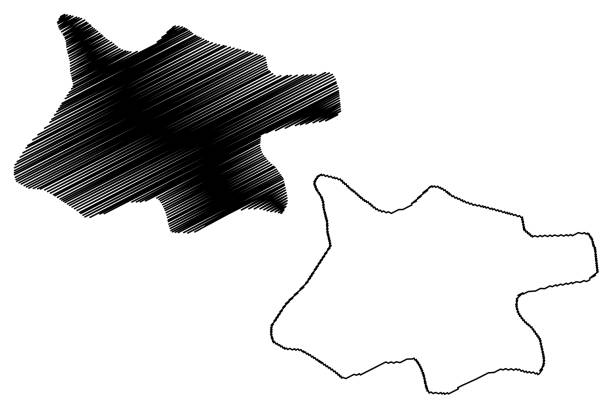 kano city (federal republic of nigeria, kano state) mapa vektorová ilustrace, scvrďování skica město kano mapa - kano stock ilustrace