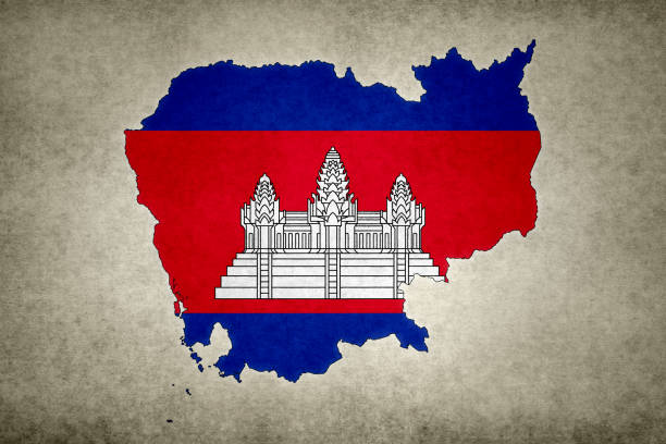 Isolated on white background flag of Cambodia