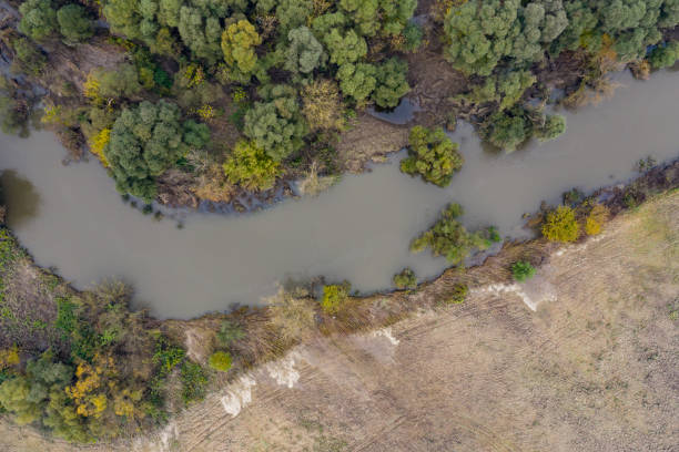 istock Aerial view of flood plain 1283485989
