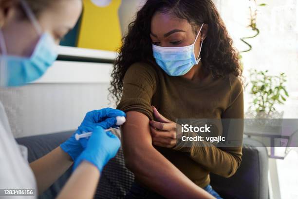Vaccination At Home Stock Photo - Download Image Now - Vaccination, Injecting, Women