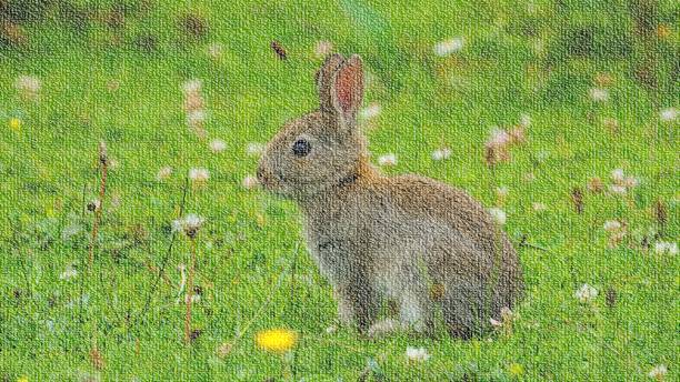istock Gorgeous little rabbit created as a canvas print for children pictures 1283491417