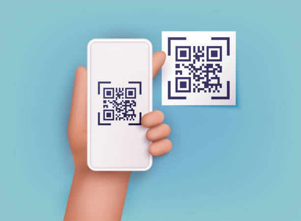 Hand holding mobile smart phone with scan QR code. Scanning qr code and online payment, money transfer. Electronic , digital technology, barcode. Vector illustration. Hand holding mobile smart phone with scan QR code. Scanning qr code and online payment, money transfer. Electronic , digital technology, barcode. Vector illustration. 3d barcode stock illustrations