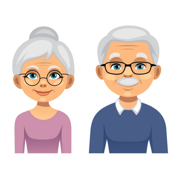 Grandmother And Grandfather Avatars Stock Illustration - Download Image Now  - Grandmother, Grandfather, Cartoon - iStock