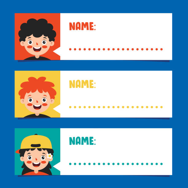 Kids Name Tags Illustrations, Royalty-Free Vector Graphics & Clip Art -  iStock