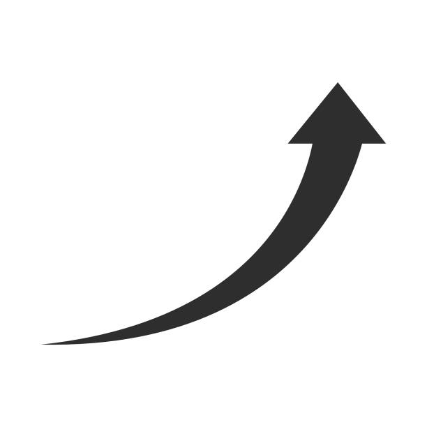 pfeil nach oben vektor-symbol. • pfeil. richtungszeichen isoliert auf weißem hintergrund. - curve stock-grafiken, -clipart, -cartoons und -symbole