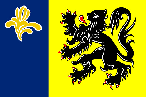 Flag of Flemish Region is one of the three regions of the Kingdom of Belgium. Vector illustration