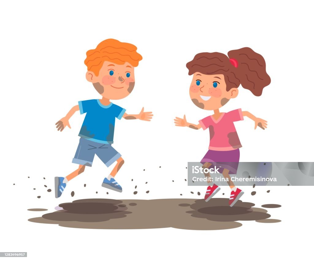Ilustración de Niños Malos En El Barro Niño Y Niña Saltando En El Charco De Barro Sucio Al Aire Libre Manners E Ilustración Vectorial De Comportamiento Choldren En Ropa Sucia Aislada Sobre Ilustración de Niños Malos En El Barro Niño Y Niña Saltando En El Charco De Barro Sucio Al Aire Libre Manners E Ilustración Vectorial De Comportamiento Choldren En Ropa Sucia Aislada Sobre