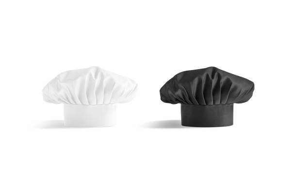 istock Blank black and white toque chef hat mockup stand, isolated 1283498750