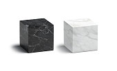 Blank marble black and white cube mockup set