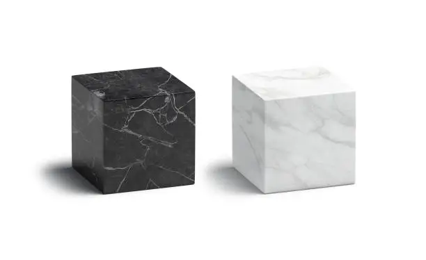 Photo of Blank marble black and white cube mockup set