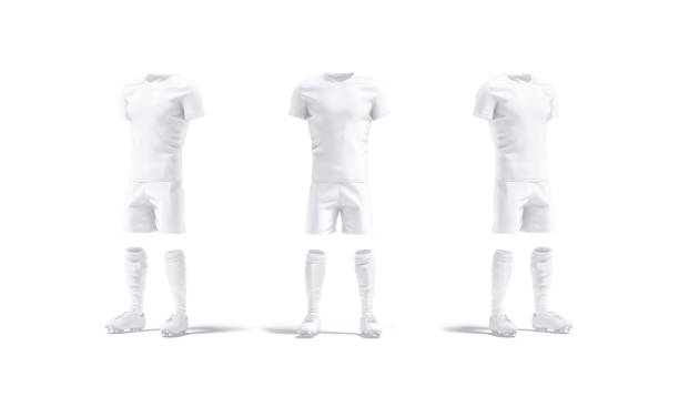 istock Blank white soccer uniform with t-shirt, short, socks, boots mockup 1283500277