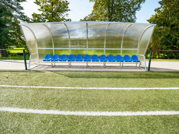 istock Players seats, selective focus.  Seat for football team 1283500611