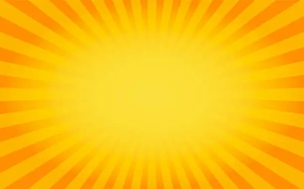 Vector illustration of Sunburst background orange. Yellow sun rays. Sun wallpaper. Abstract banner. Vector vintage.