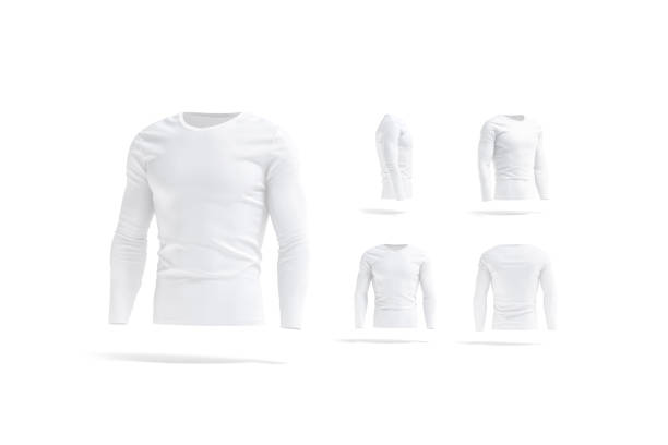istock Blank white longsleeve t-shirt mock up, different views 1283503096