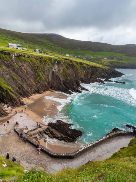 Coumeenole Beach is located on the Slea Head Route on the Dingle Peninsula, Ireland.