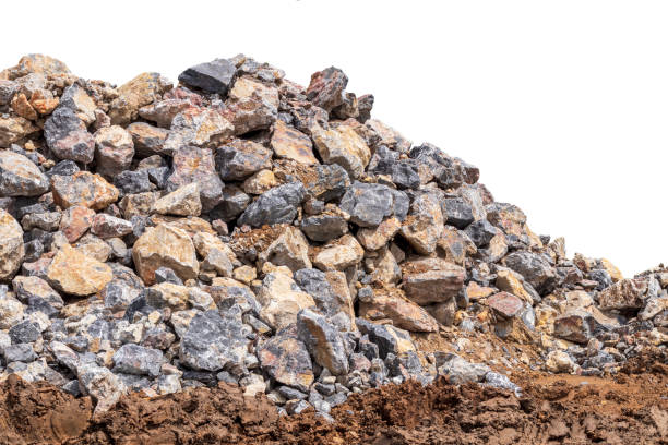 Abstract of gravel piles in a quarry shot in late afternoon sun.