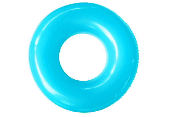 farbiges schwimmen auf weißem hintergrund. - swimming pool inner tube toy float stock-fotos und bilder