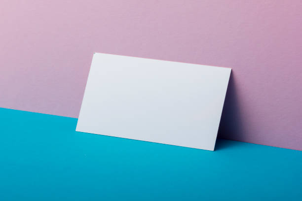 Business cards blank. Mockup on color background. Flat Lay. copy space for text