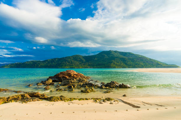 пляж и тропическое океман море с голубым небом - phuket province стоковые фото и изображения