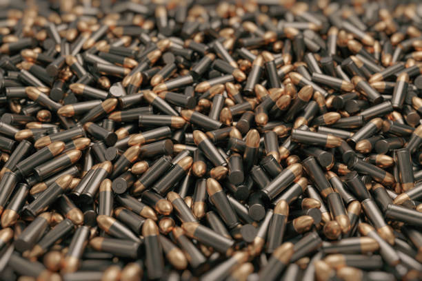 istock Many bullets in background. Military concept. 3D rendered illustration. 1283510061