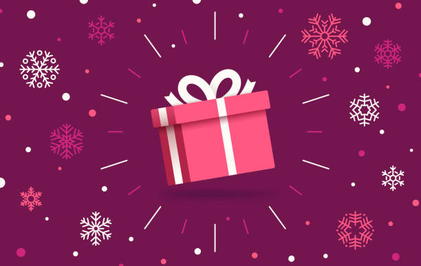 illustrazioni stock, clip art, cartoni animati e icone di tendenza di regalo di natale - christmas present bow christmas snowflake