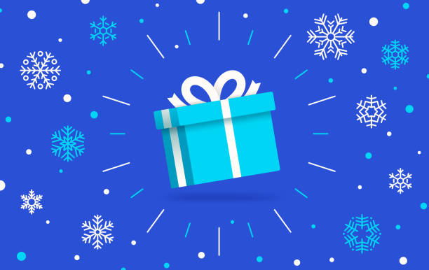 ilustrações de stock, clip art, desenhos animados e ícones de winter holiday gift - caixa de presentes ilustrações