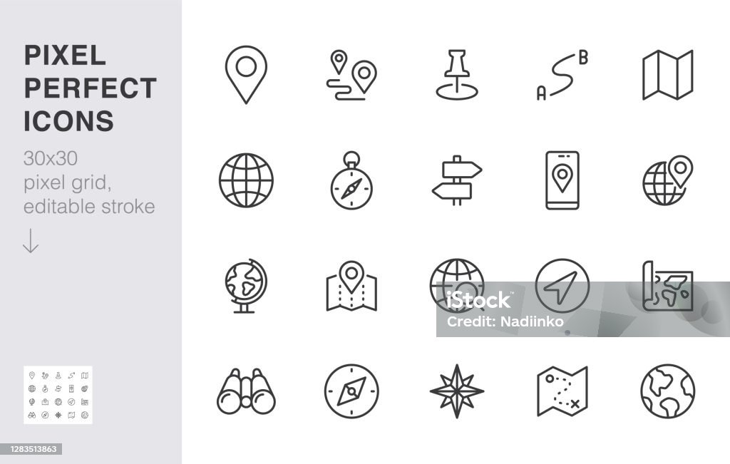 Location line icon set. Compass, travel, globe, map, geography, earth, distance, direction minimal vector illustration. Simple outline sign navigation app ui 30x30 Pixel Perfect Editable Stroke Location line icon set. Compass, travel, globe, map, geography, earth, distance, direction minimal vector illustration. Simple outline sign navigation app ui 30x30 Pixel Perfect Editable Stroke. Icon stock vector