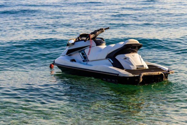 istock Empty jet ski in a sea. Summer vacation concept 1283513910
