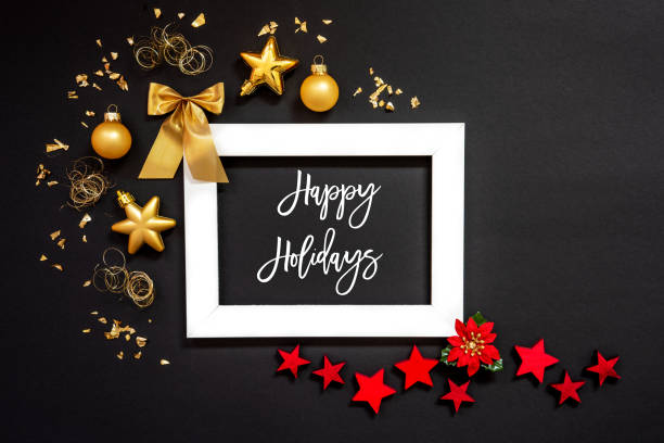 istock Frame, Red And Golden Christmas Decoration, Text Happy Holidays 1283514635
