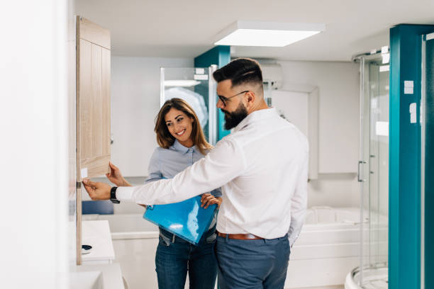 istock Bathroom tiles and utensils shopping 1283514641