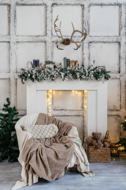 istock Cozy living room with winter style interior 1283516014