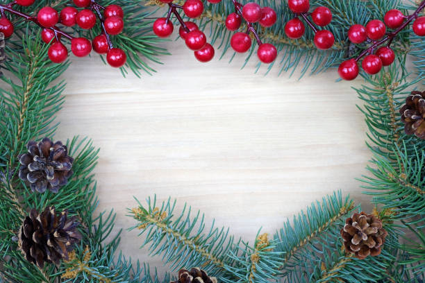 istock Twigs with berries and Christmas trees 1283518202