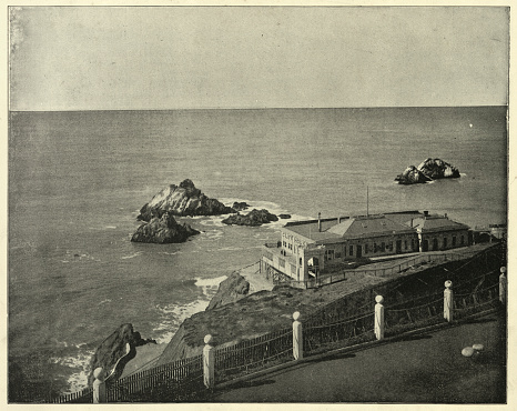 Vintage photograph of Cliff House and Seal Rock, Golden Gate, California, 19th Century