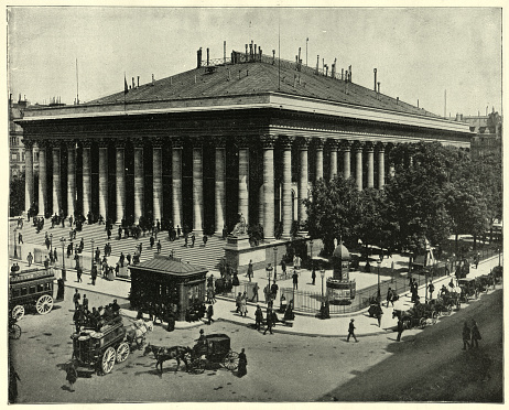 Vintage photograph of Paris Bourse, Exchange, Paris, France 19th Century