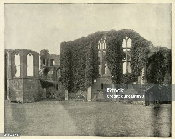Ruins Of Kenilworth Castle Warwickshire England 19th Century Stock Photo - Download Image Now