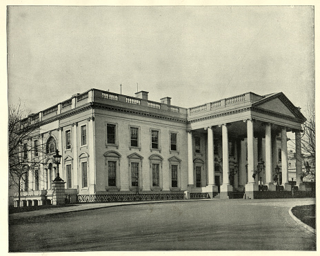 Vintage photograph of The White House, Washington DC,19th Century