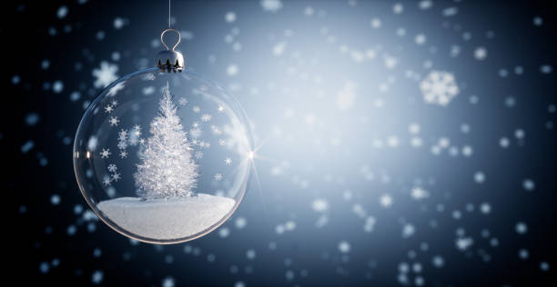 árbol de navidad dentro de glass christmas ball - glass ornament fotografías e imágenes de stock