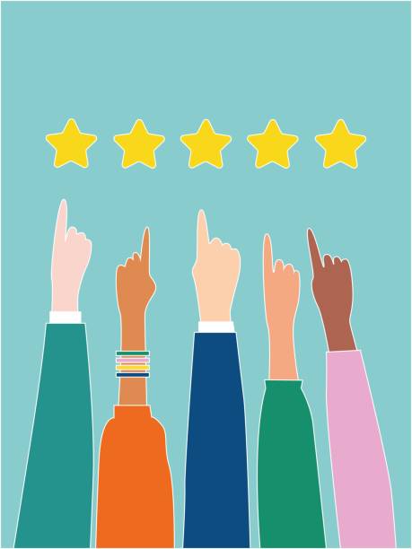 istock fingers pointing to rating stars flat design illustration 1283525263