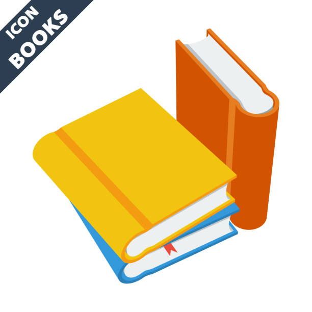 Stack of books 3D vector icon in flat style. vector art illustration