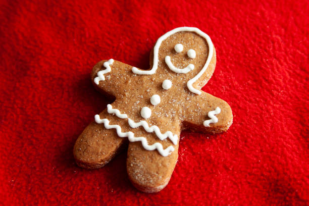 istock Christmas gingerbread cookies on red fabric background 1283528795