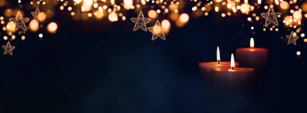 istock Burning candles in christmas night 1283529448
