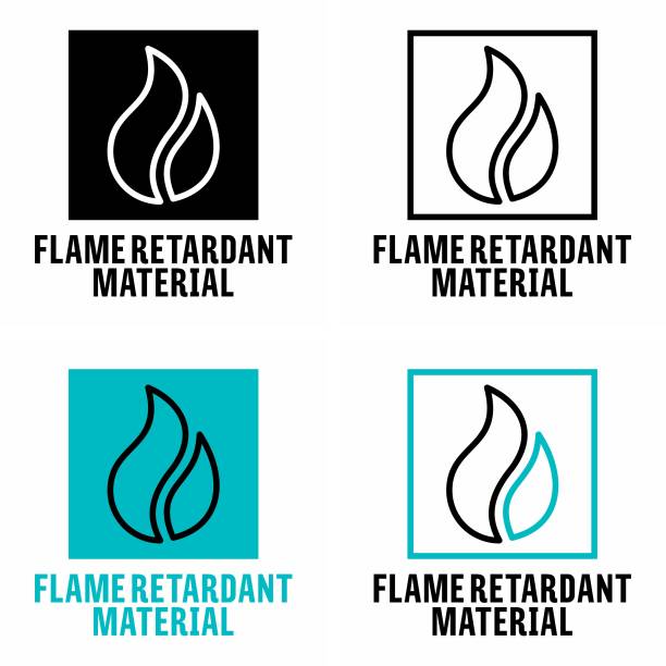 「難燃材」耐火性ファブリック情報標識 - fire retardant点のイラスト素材／クリップアート素材／マンガ素材／アイコン素材