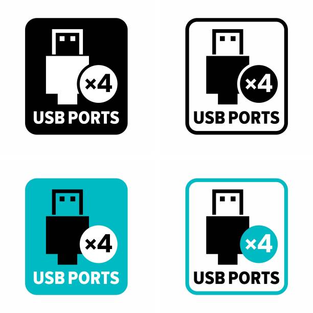 "4 개의 usb 포트" 정보 기호 - 4x stock illustrations