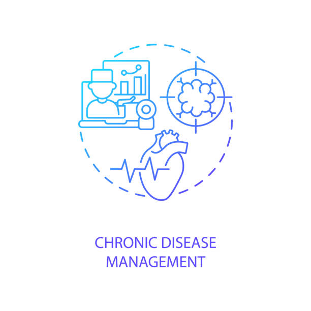 Chronic disease management concept icon Chronic disease management concept icon. Telemedicine services variety. Health care technologies. Online treatment idea thin line illustration. Vector isolated outline RGB color drawing chronic illness stock illustrations