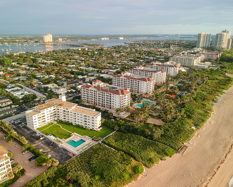 Drone photography of Singer Island and West Palm Beach with the ocean and intracoastal