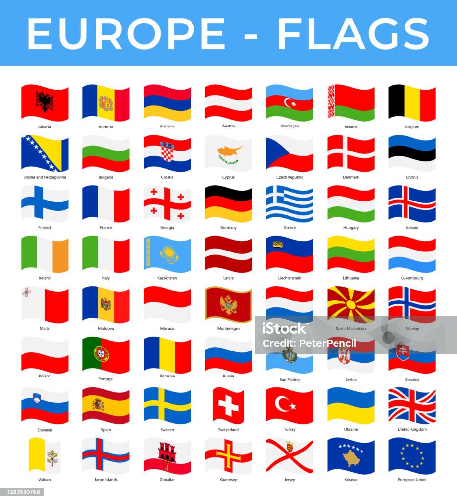 Ilustración de Banderas Del Mundo Europa Iconos Planos De Ondas  Rectangulares Vectoriales y más Vectores Libres de Derechos de Bandera -  iStock