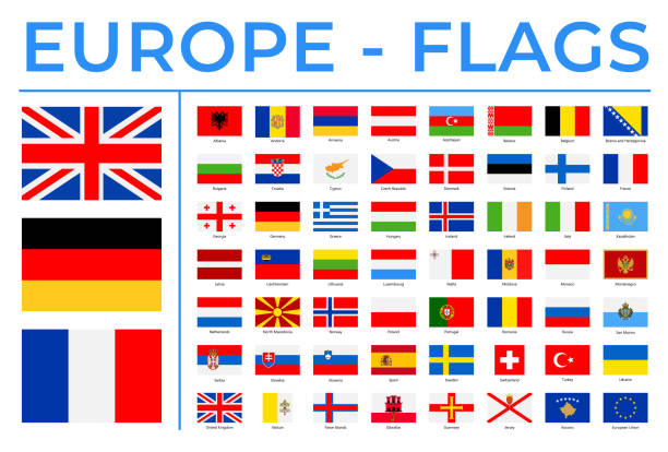 illustrations, cliparts, dessins animés et icônes de drapeaux du monde - europe - vector rectangle flat icons - spain flag spanish flag national flag